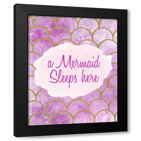 A Mermaid Sleeps Here Black Modern Wood Framed Art Print by Kimberly, Allen