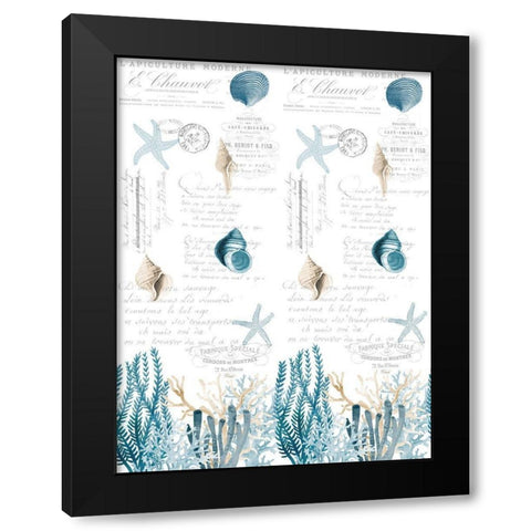 Coral Cove Blue Full Black Modern Wood Framed Art Print by Kimberly, Allen