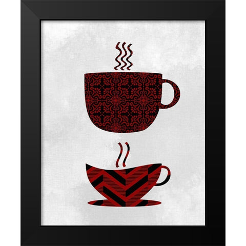 Coffee Pattern 2 Black Modern Wood Framed Art Print by Kimberly, Allen