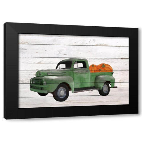 Pumpkin Truck Black Modern Wood Framed Art Print with Double Matting by Kimberly, Allen