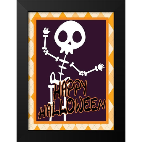 Skeleton Halloween Black Modern Wood Framed Art Print by Kimberly, Allen