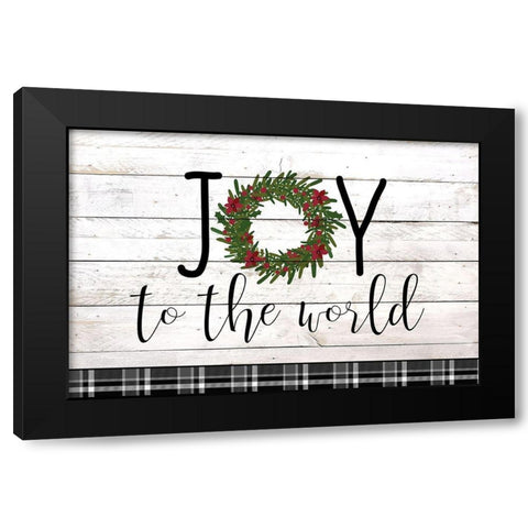 Joy to the World Wreath Black Modern Wood Framed Art Print by Kimberly, Allen