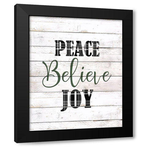 Peace Plaid Black Modern Wood Framed Art Print by Kimberly, Allen