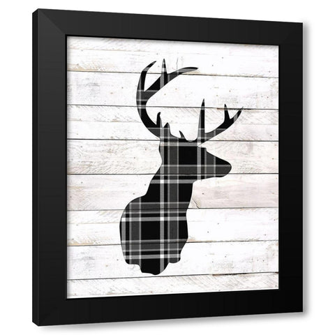 Reindeer Silhouette Black Modern Wood Framed Art Print by Kimberly, Allen