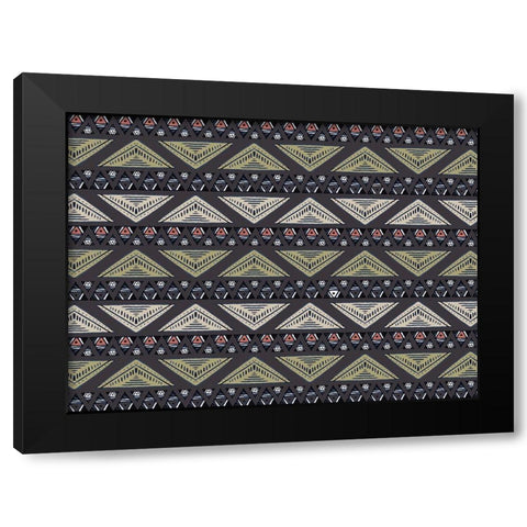 Triba Pattern Black Modern Wood Framed Art Print with Double Matting by Kimberly, Allen