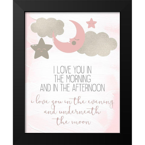 I Love You In Pink Black Modern Wood Framed Art Print by Kimberly, Allen