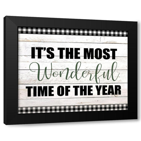 Wonderful Time Plaid Black Modern Wood Framed Art Print by Kimberly, Allen
