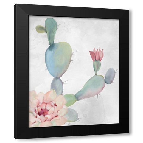 Cactus Blooming 1 Black Modern Wood Framed Art Print by Kimberly, Allen