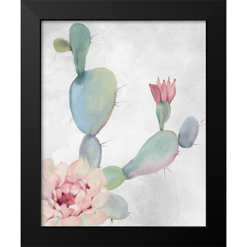 Cactus Blooming 1 Black Modern Wood Framed Art Print by Kimberly, Allen