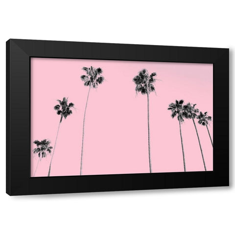 Pink Palms Black Modern Wood Framed Art Print by Kimberly, Allen