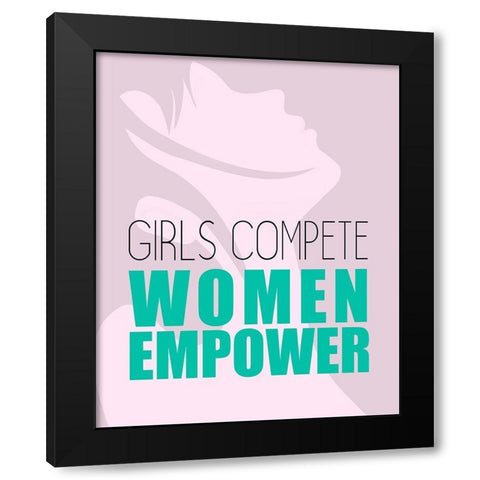 Girls Compete Black Modern Wood Framed Art Print by Kimberly, Allen