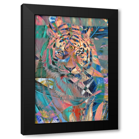 Colorful Tiger Black Modern Wood Framed Art Print with Double Matting by Kimberly, Allen