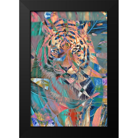 Colorful Tiger Black Modern Wood Framed Art Print by Kimberly, Allen