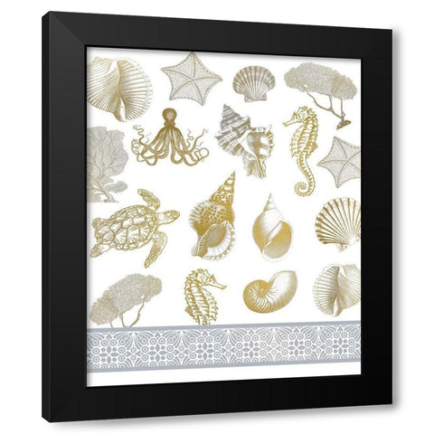 Azure Coastal 3 Black Modern Wood Framed Art Print with Double Matting by Kimberly, Allen