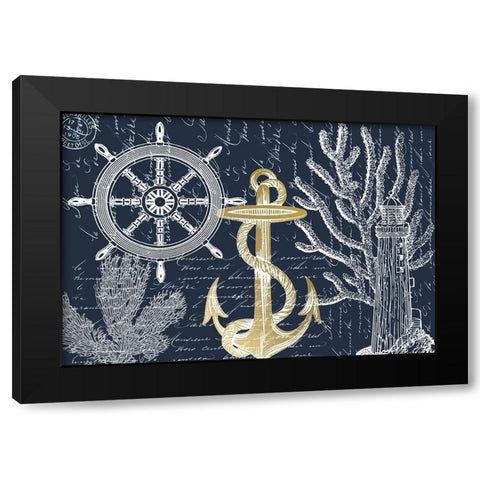 Sea Letters Black Modern Wood Framed Art Print with Double Matting by Kimberly, Allen