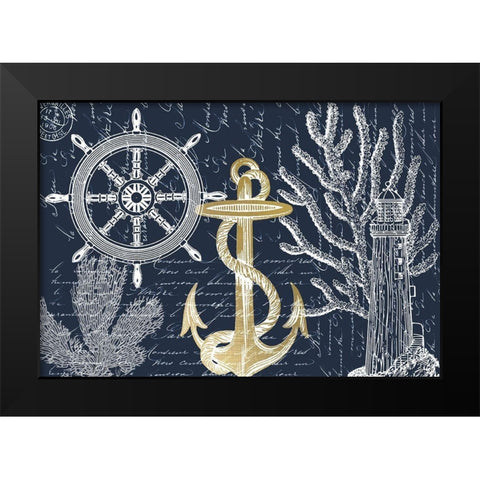 Sea Letters Black Modern Wood Framed Art Print by Kimberly, Allen