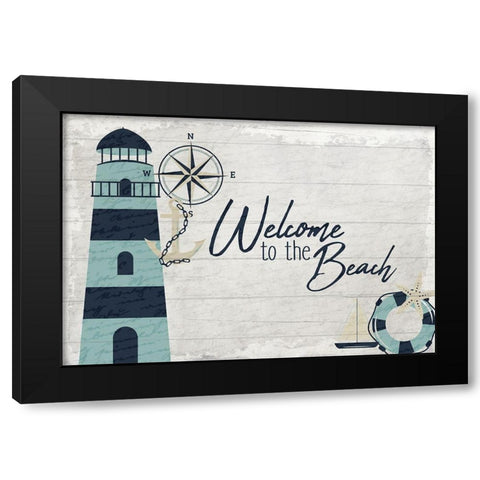 Welcome to the Beach Black Modern Wood Framed Art Print by Kimberly, Allen