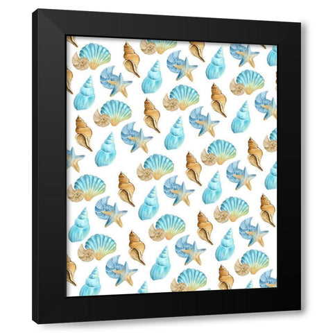 Seashore Shells 4 Black Modern Wood Framed Art Print by Kimberly, Allen