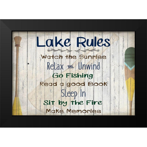 Lake Rules Black Modern Wood Framed Art Print by Kimberly, Allen