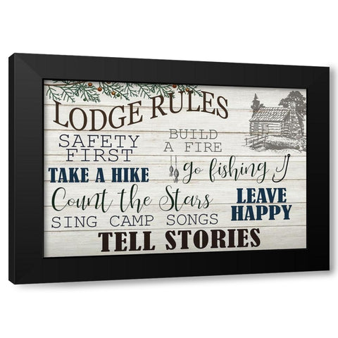 Lodge Rules Black Modern Wood Framed Art Print by Kimberly, Allen