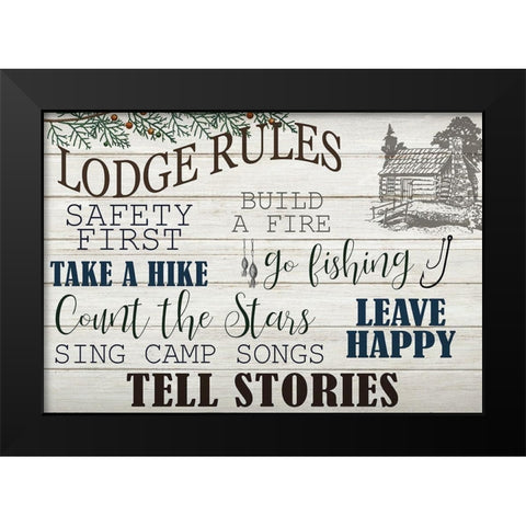 Lodge Rules Black Modern Wood Framed Art Print by Kimberly, Allen