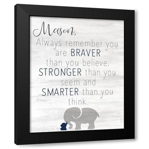 Always Remember Blue Black Modern Wood Framed Art Print by Kimberly, Allen