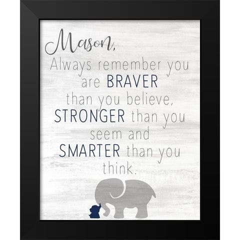 Always Remember Blue Black Modern Wood Framed Art Print by Kimberly, Allen