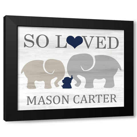 So Loved Blue Black Modern Wood Framed Art Print by Kimberly, Allen