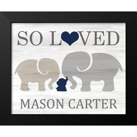 So Loved Blue Black Modern Wood Framed Art Print by Kimberly, Allen