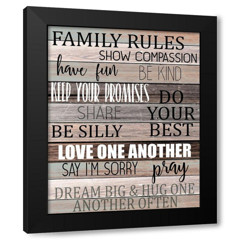 Family Rules Black Modern Wood Framed Art Print with Double Matting by Kimberly, Allen