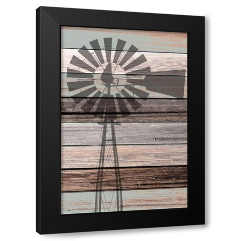 Windmill on Wood Black Modern Wood Framed Art Print by Kimberly, Allen