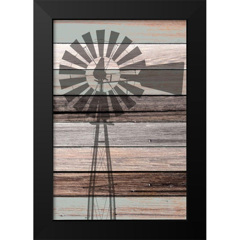 Windmill on Wood Black Modern Wood Framed Art Print by Kimberly, Allen