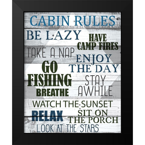 Cabin Rules Black Modern Wood Framed Art Print by Allen, Kimberly
