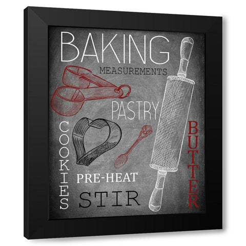 Lets Bake Red Black Modern Wood Framed Art Print by Kimberly, Allen