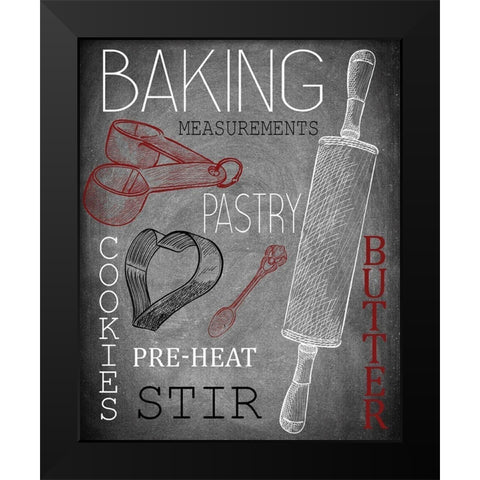 Lets Bake Red Black Modern Wood Framed Art Print by Kimberly, Allen