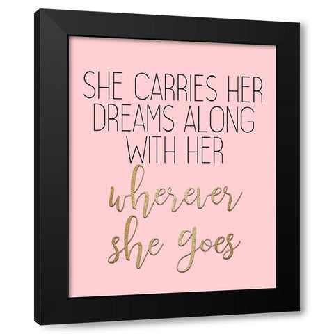 Wherever She Goes Black Modern Wood Framed Art Print by Kimberly, Allen