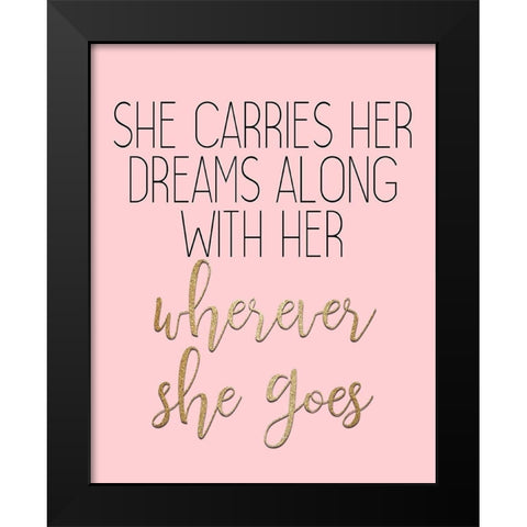 Wherever She Goes Black Modern Wood Framed Art Print by Kimberly, Allen