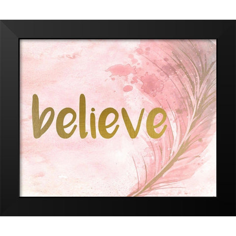 Pink Feathered 1 Black Modern Wood Framed Art Print by Kimberly, Allen