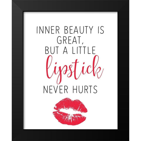 Lipstick Black Modern Wood Framed Art Print by Kimberly, Allen