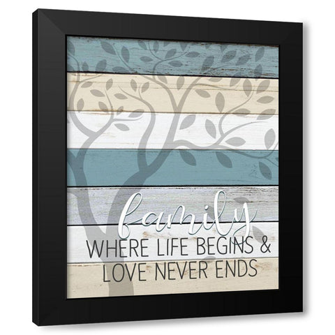 Family Where Life Begins Black Modern Wood Framed Art Print with Double Matting by Kimberly, Allen