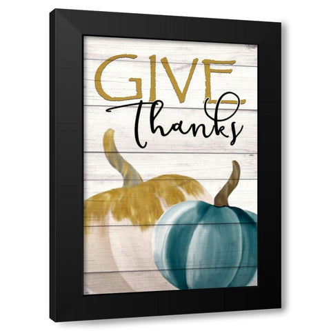 Give Thanks Black Modern Wood Framed Art Print with Double Matting by Kimberly, Allen