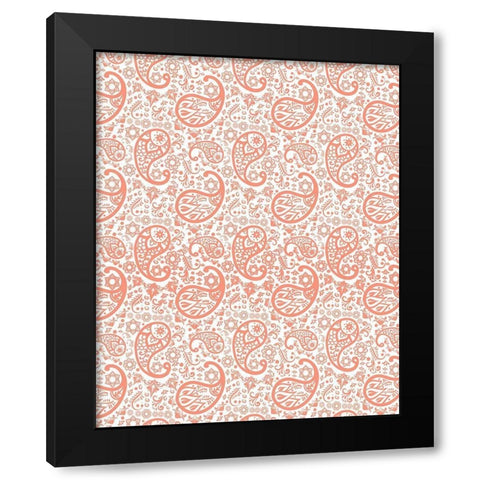 Paisley Bunnies 3 Black Modern Wood Framed Art Print with Double Matting by Kimberly, Allen