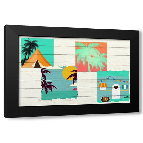 Beach Camping A Black Modern Wood Framed Art Print with Double Matting by Kimberly, Allen