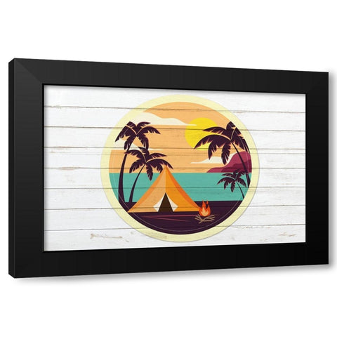 Beach Tent A Black Modern Wood Framed Art Print by Kimberly, Allen