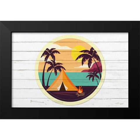 Beach Tent A Black Modern Wood Framed Art Print by Kimberly, Allen