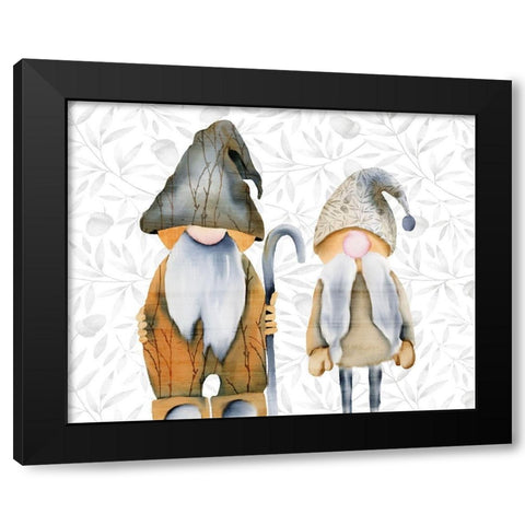 Two Gnomes Black Modern Wood Framed Art Print with Double Matting by Kimberly, Allen