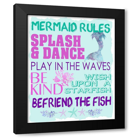 Mermaid Rules Black Modern Wood Framed Art Print with Double Matting by Allen, Kimberly