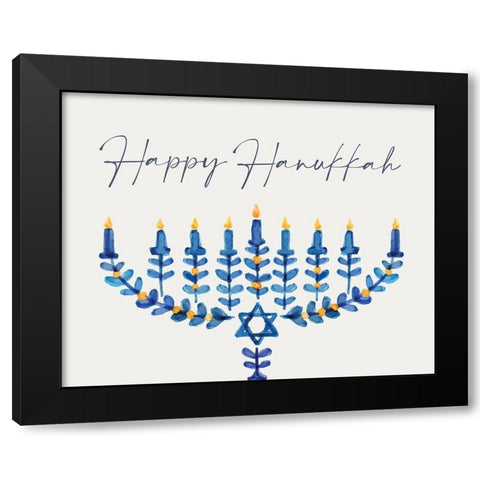 Happy Hanukkah Black Modern Wood Framed Art Print by Allen, Kimberly