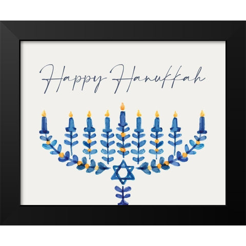 Happy Hanukkah Black Modern Wood Framed Art Print by Allen, Kimberly
