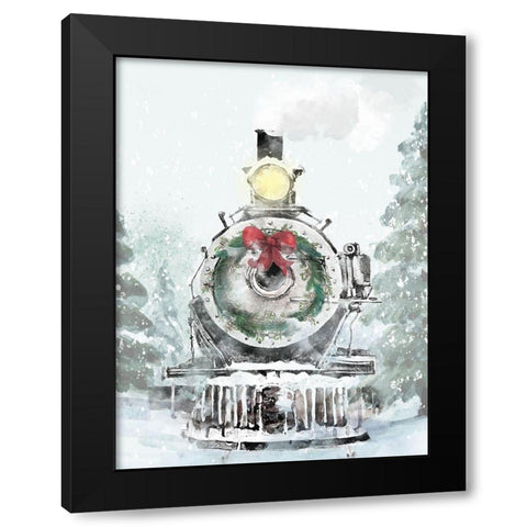 Winter Train Aproaches Black Modern Wood Framed Art Print with Double Matting by Allen, Kimberly